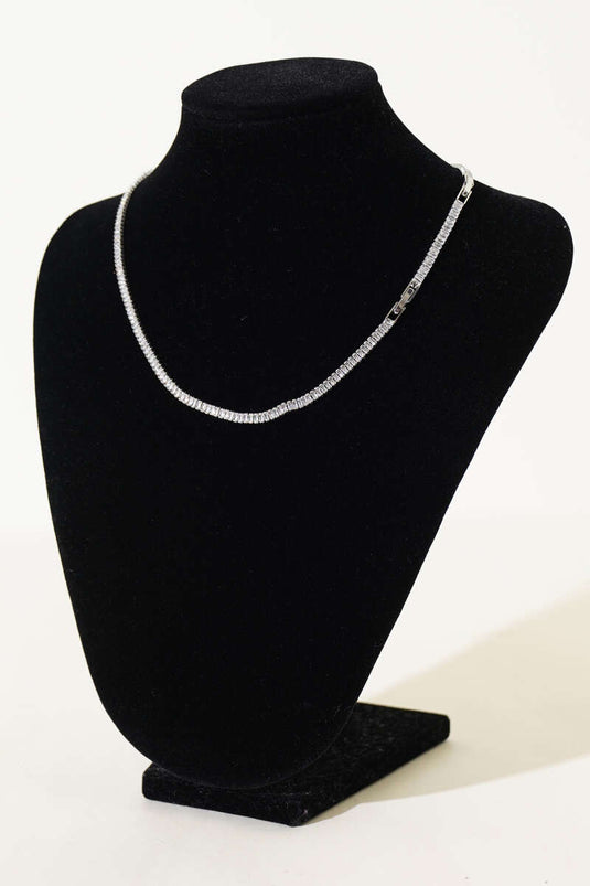 Collar Piedra Fina Canal Plata