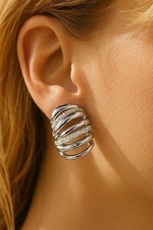 أقراط ستار تريك الرفيعة الفضية