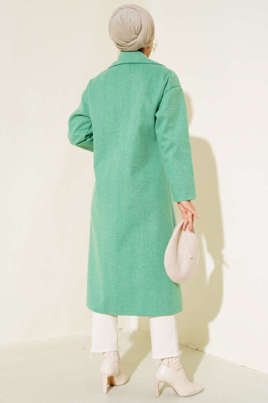 Tynd zigzag stribet Cashew Coat Grøn