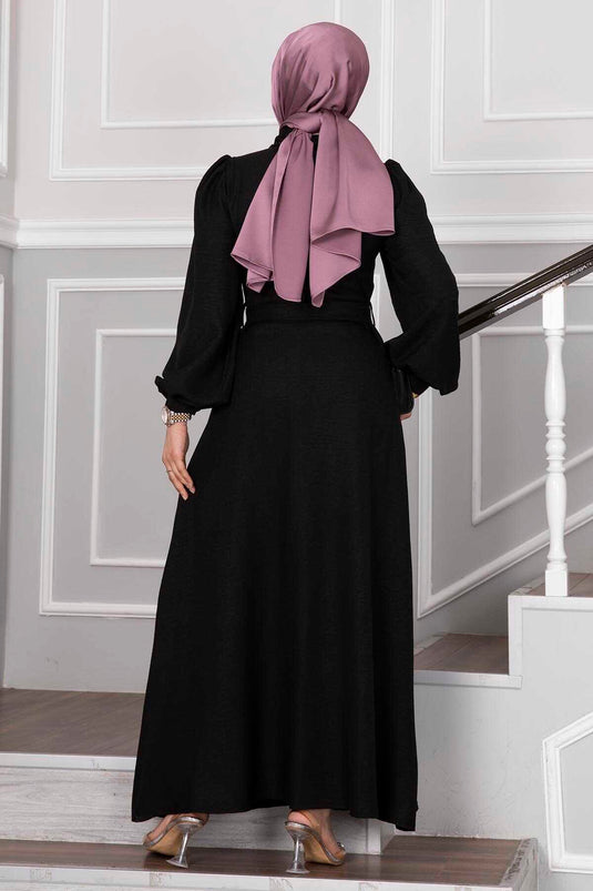 Robe Hijab Détail Perles Noir