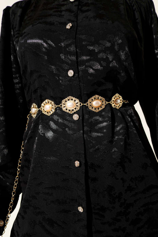 Parel ovale symbool kettingriem goud