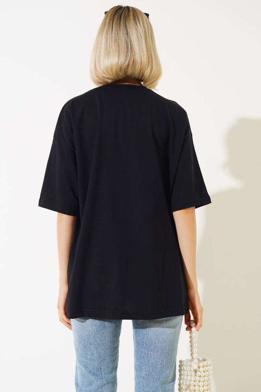 T-shirt noir Pearl Stone