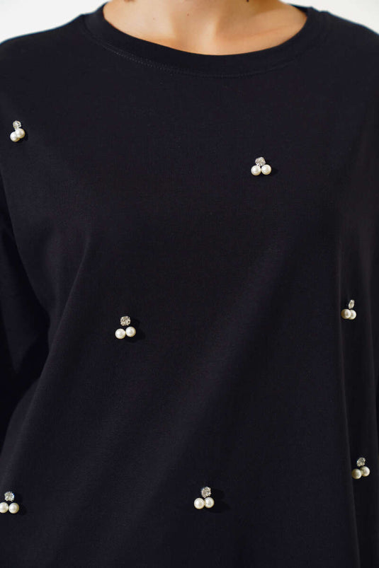 T-shirt noir Pearl Stone