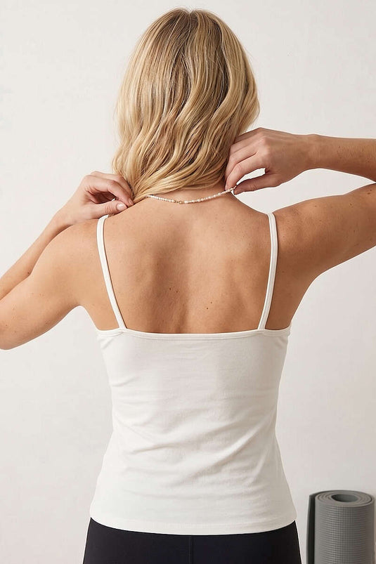 İp Askı Detaylı Pedli Büstiyer Ekru