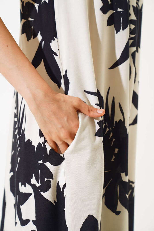 İp Askılı Desenli Kolsuz Elbise Siyah