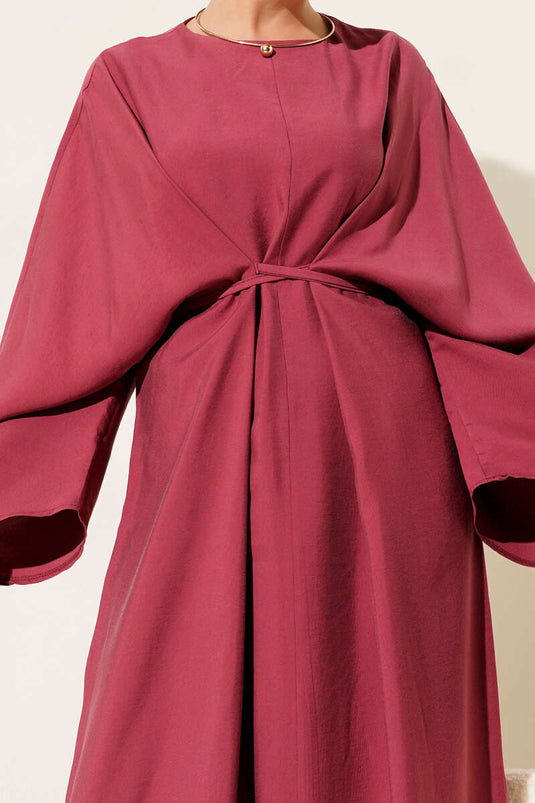 Lockeres Kleid mit Seilspitzendetail, Burgunderrot