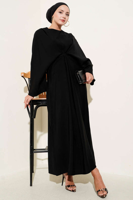 İp Bağcık Detaylı Salaş Elbise Siyah