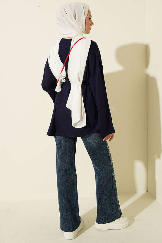 Tunika Blu Navy Con Nastro E Decorazioni