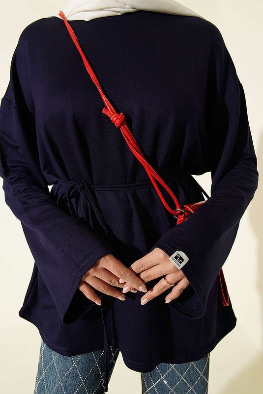 Tunika Blu Navy Con Nastro E Decorazioni