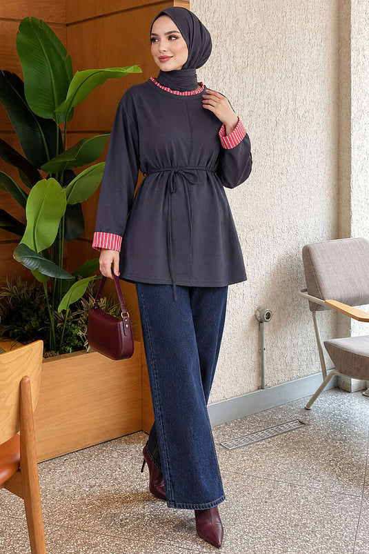 Fume Striped Tunic With Tie Detail