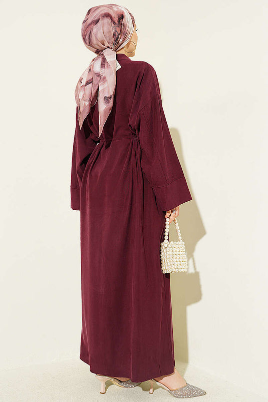 Robe boutonnée avec détails à cordon en prune