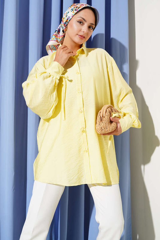 Chemise oversize avec liens en corde jaune