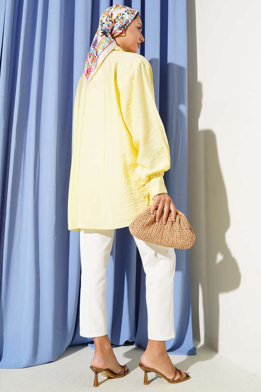 Chemise oversize avec liens en corde jaune