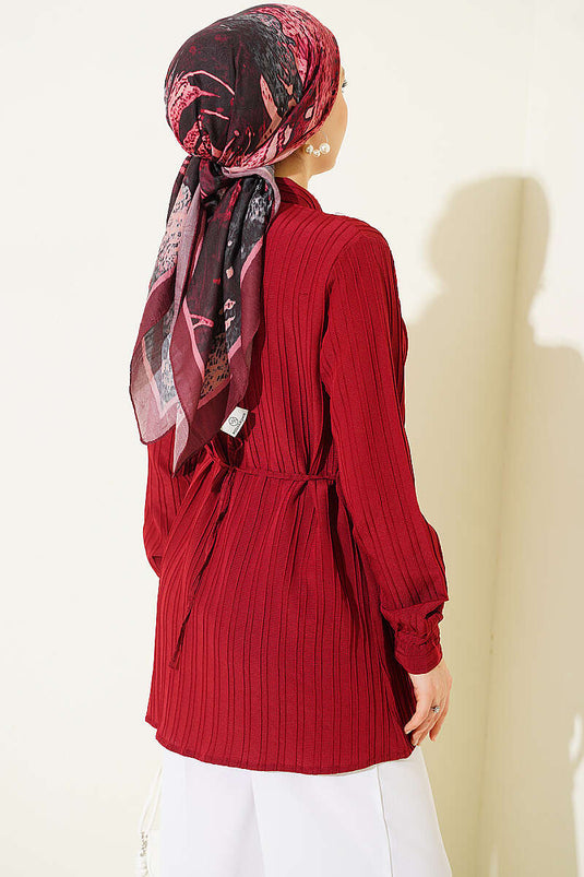 Camicia Bordeaux Con Dettaglio Nodi E Bottoni