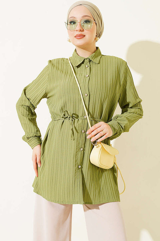 Camicia Bottonata Turchese Con Dettaglio A Nodo