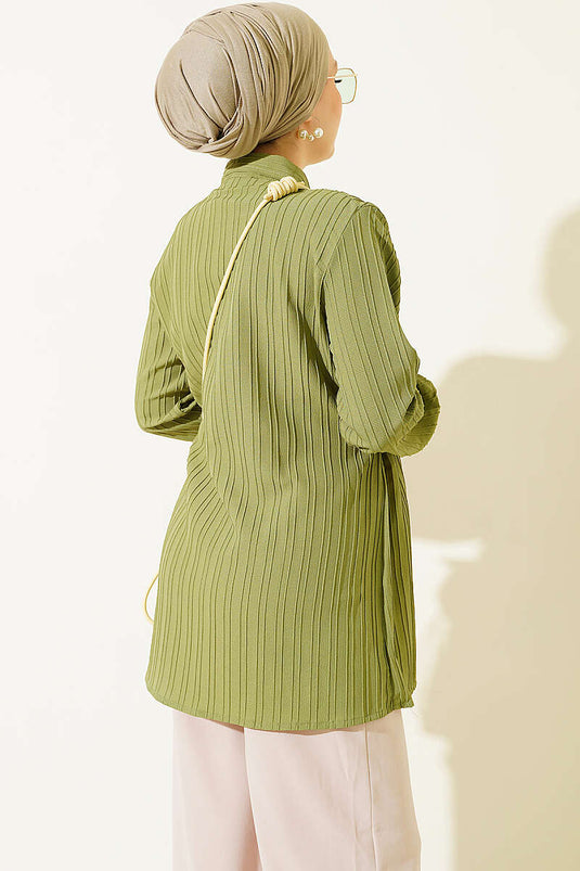 Camicia Bottonata Turchese Con Dettaglio A Nodo
