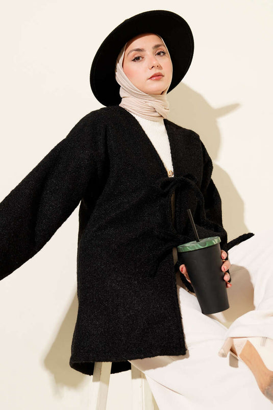 Jacket with Rope Tie Detail, Black