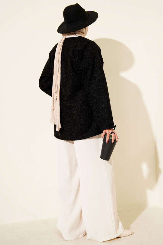 Veste avec détail de lien en corde, noire