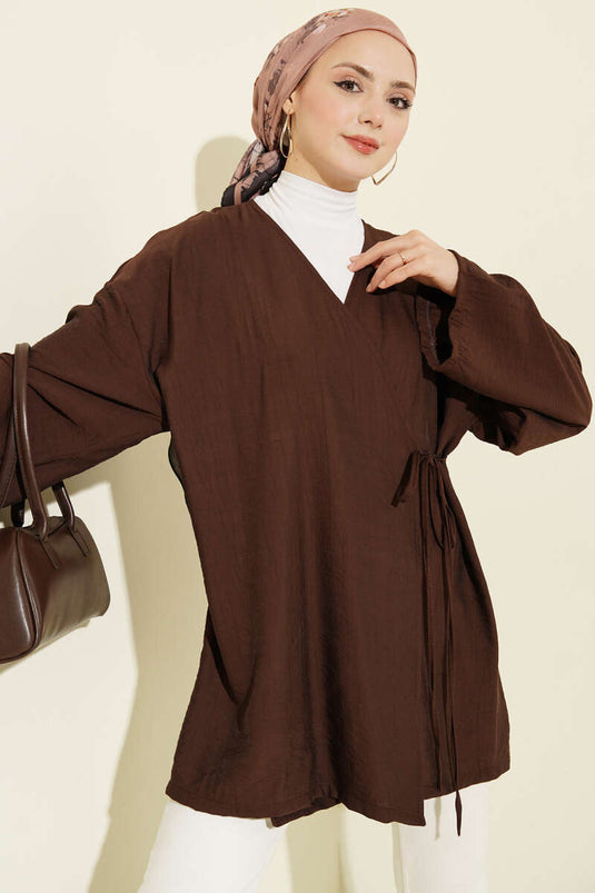 İp Bağlamalı Kimono Kahve