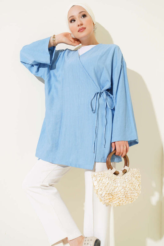 String Tied Kimono Blue