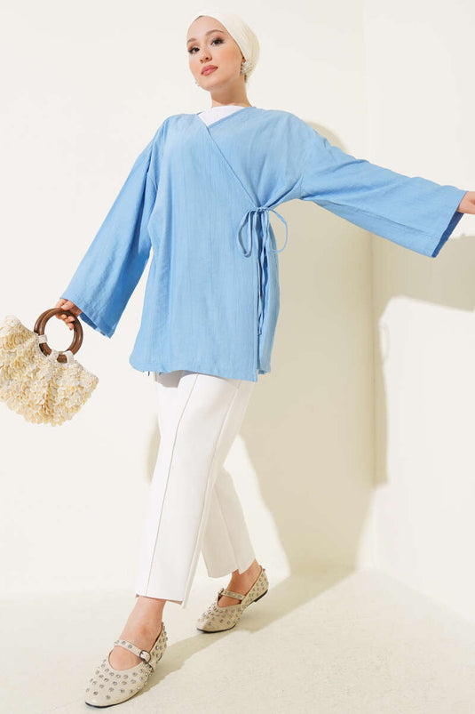 String Tied Kimono Blue