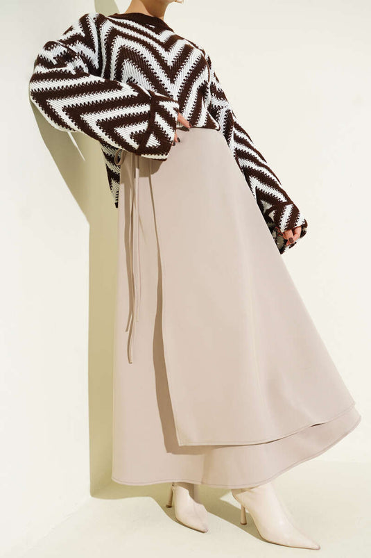 Jupe de plongée évasée à nouer, beige