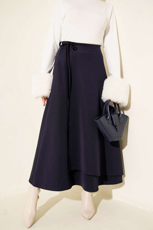 Jupe de plongée évasée à cordon de serrage, bleu marine