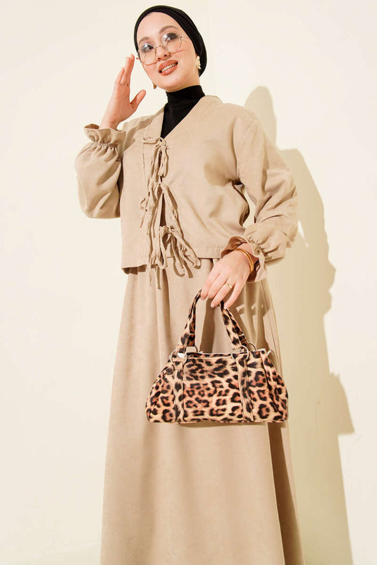 Two-Piece Set with Elasticated Sleeves and Drawstring Tie