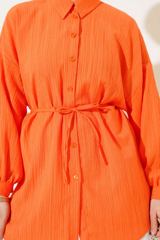 Chemise en écorce d'arbre avec ceinture en corde orange