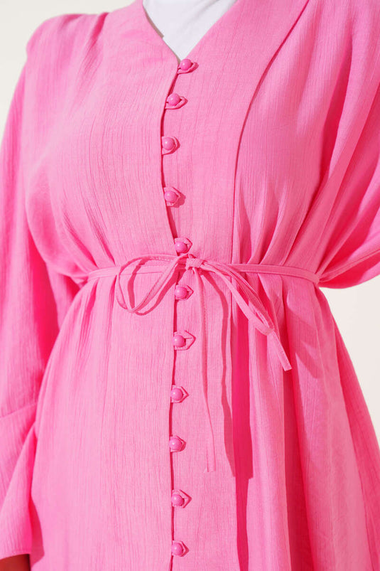 طقم وردي من قطعتين مع حزام وإغلاق بأزرار بريطانية