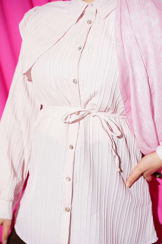 Chemise Rose Avec Ceinture À Nœud Et Détails
