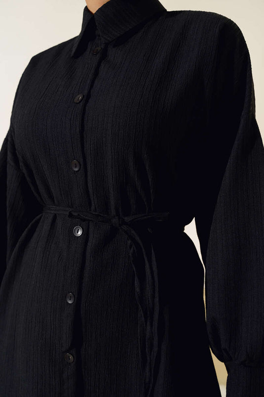 بدلة كريب خيطية سوداء