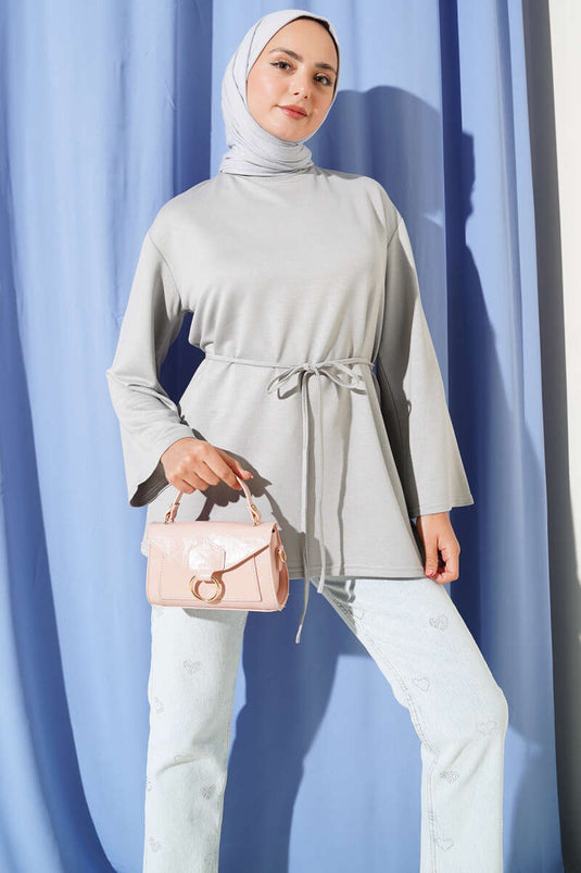 Spanish Sleeve Lace-up Gray Tunic