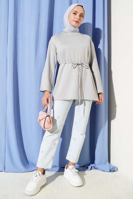 Spanish Sleeve Lace-up Gray Tunic