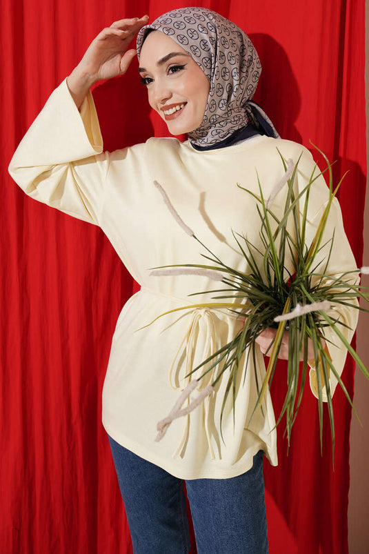 Spanish Sleeve Drawstring Tunic Yellow