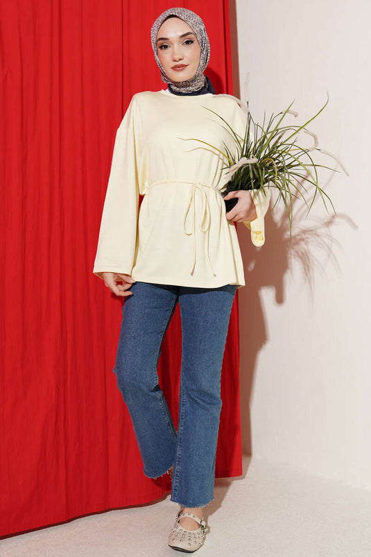 Spanish Sleeve Drawstring Tunic Yellow
