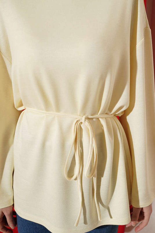 Spanish Sleeve Drawstring Tunic Yellow