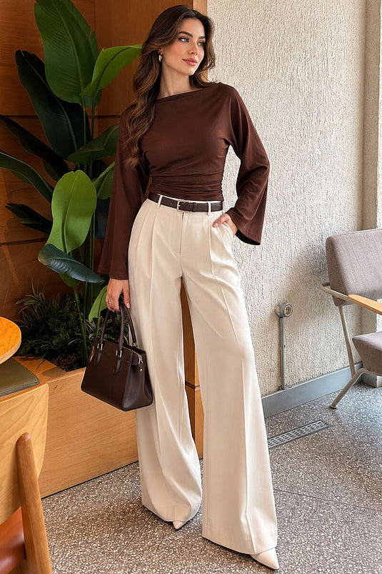 Blouse Marron Style Espagnol À Taille