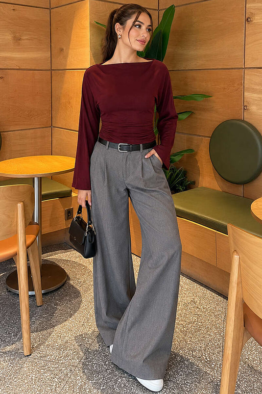 Blusa Con Cinturilla Estilo Español Morada