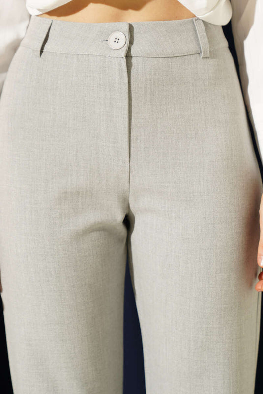 Spanish Flared Waist Buttoned Pants Gray