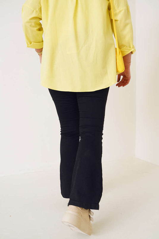 Flare Leg Plus Size Jean Bukser Sort