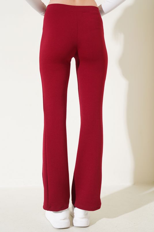 Bell-bottomed Trousers in Burgundy