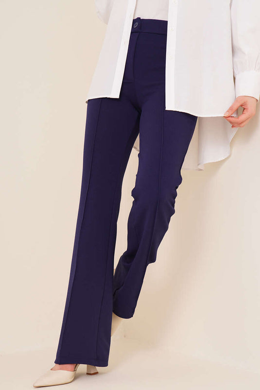 Pantalon Évasé Bleu Marine