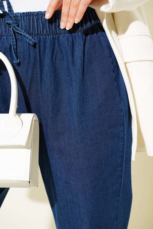 Jean droit taille moyenne bleu moyen