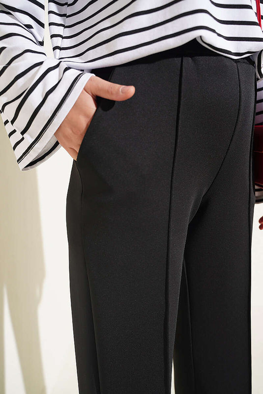 Pantaloni Scuba Con Polsino Neri