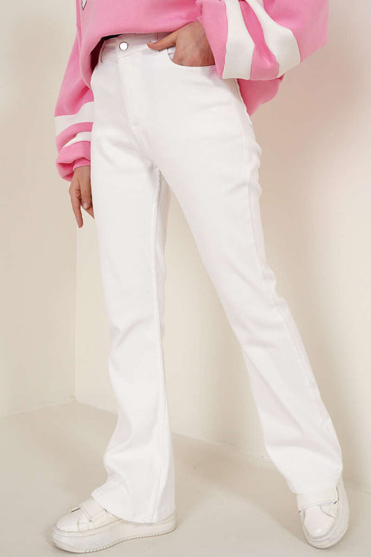 Spanish Flared High Waist White Jeans