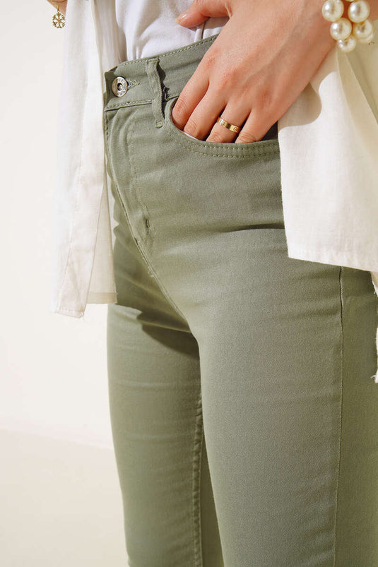 High Waist Spanish Flare Mint Green Jeans