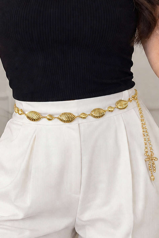Ceinture À Chaîne Détails Coquillage Or