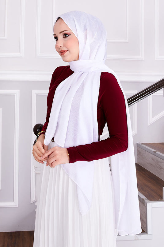 شال جاكار أبيض منقوش بزجاج مكسور