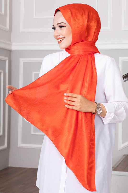 Châle Hijab Jacquard à Motifs de Verre Brisé Orange